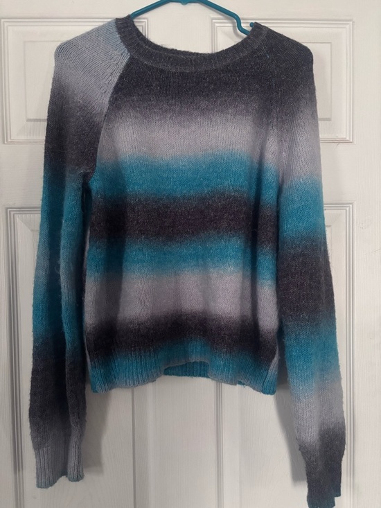 BB Dakota Sweaters - BB Dakota Teal and Gray Ombre Crewneck Sweater
